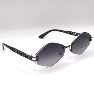 Prada Women’s Rimless Sunglasses | Silver & Black | Polarized | New | W/Box